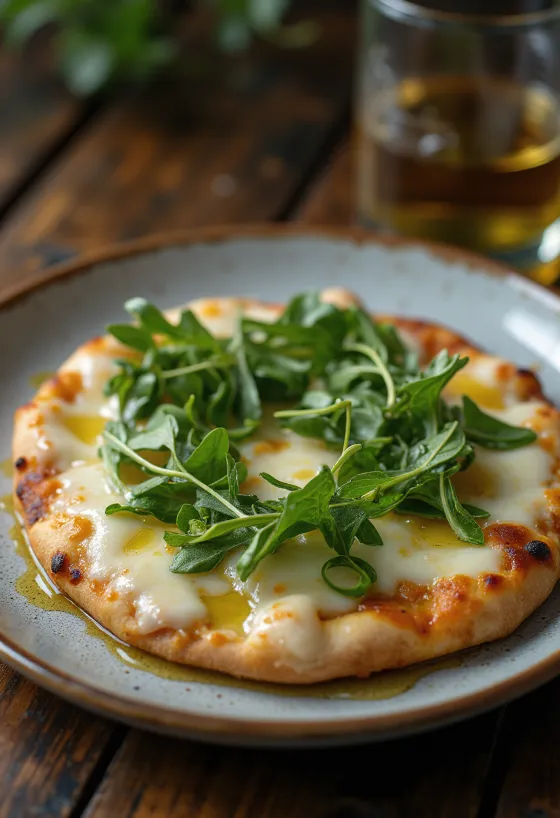 Roka ve peynirli Pizza Bianca con Rucola