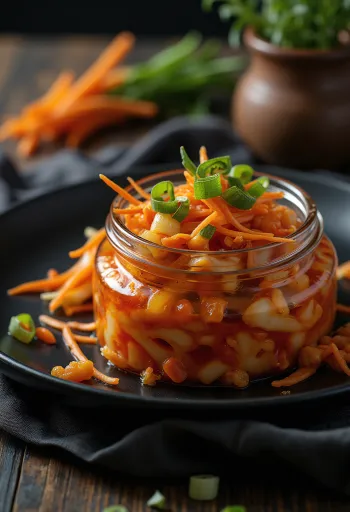 Servis edilmiş acılı kimchi