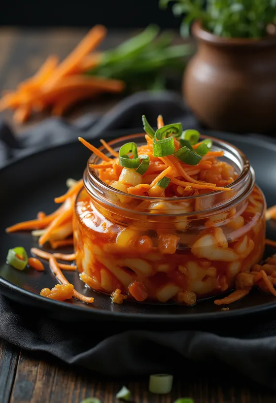 Servis edilmiş acılı kimchi