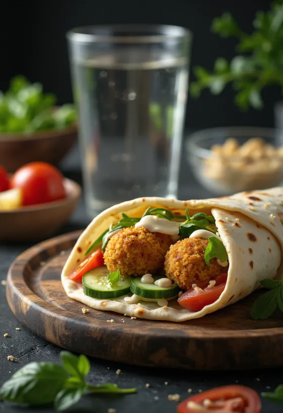 Sebzeli tatlı patatesli falafel dürüm