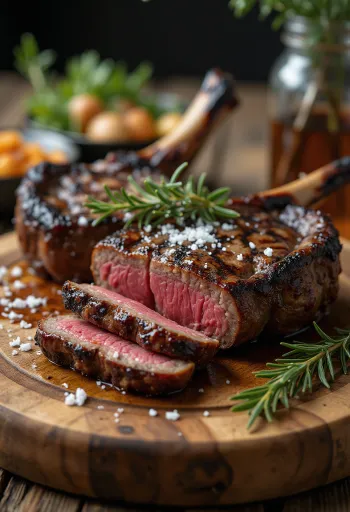 Közlenmiş sebzelerle servis edilen Izgara springbok bifteği.