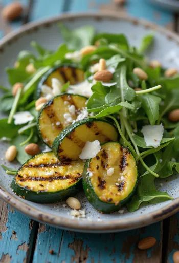 Roka ve parmesanlı ızgara kabak salatası