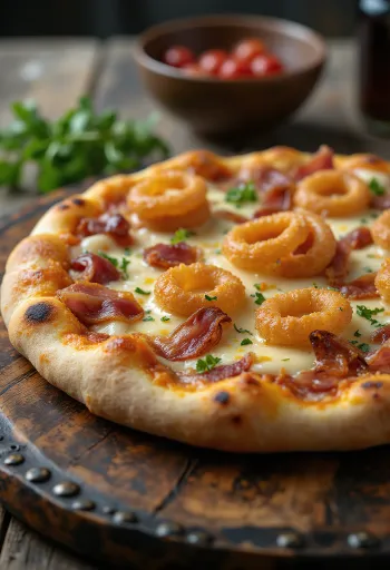Dağ peynirleri ve çıtır bacon ile Alp pizzası