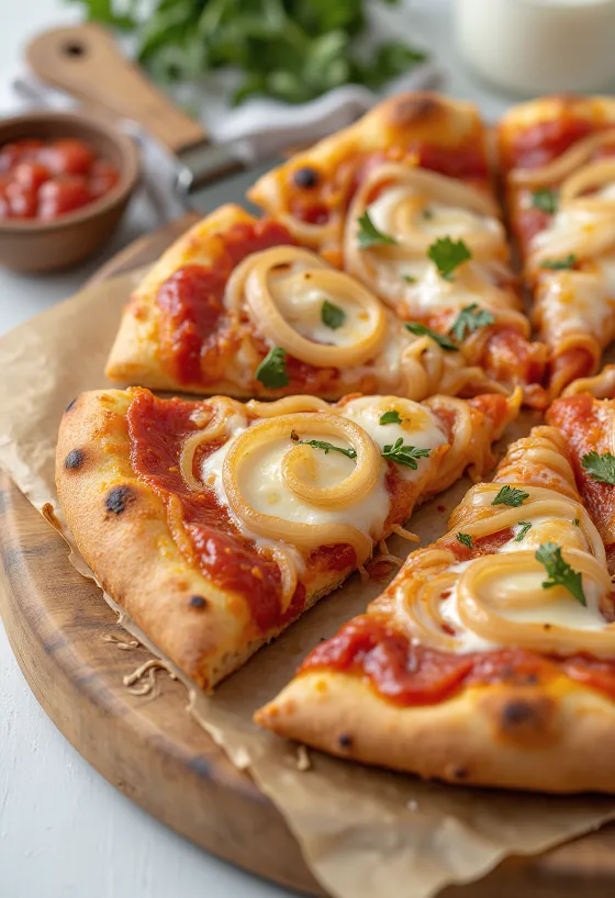 Soğan ve mozzarella ile Pizza con Cipolla