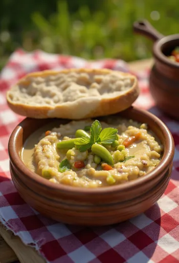 Sebzelerle servis edilen, zengin, yoğun ve baharatlı Haleem yemeği