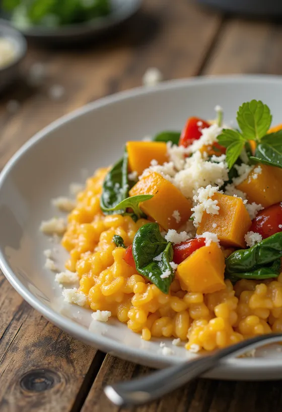 Sebzeli balkabağı risotto