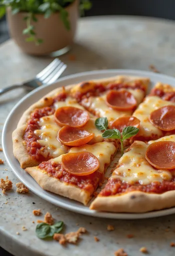 Bitkisel bazlı peynir ve sosisli Vegan pepperoni pizza