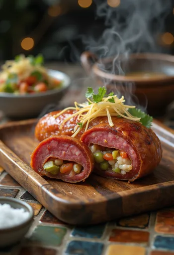 Abai Soondae servis edilmiş, dilimlenmiş, zengin dolgulu