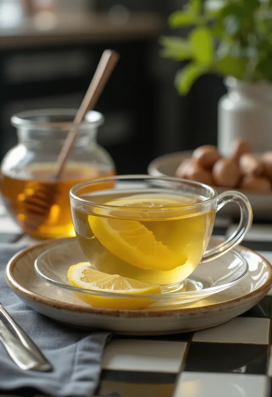 Taze servis edilmiş limonlu yeşil çay