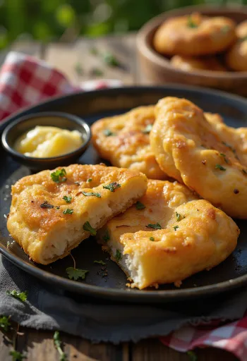 Baharatlı Bannock, taze pişmiş baharatlı ekmek, zengin baharatlarla.