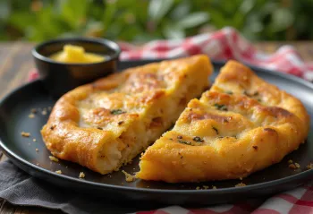 Baharatlı Bannock, taze pişmiş baharatlı ekmek, zengin baharatlarla.