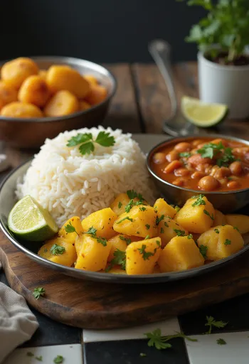 Himachali Dham usulü Thali, zengin baharatlar ve taze kişniş ile süslenmiş