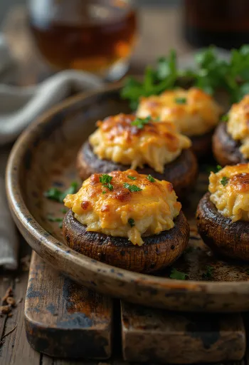 Maydanoz ve vegan peynirle doldurulmuş mantar