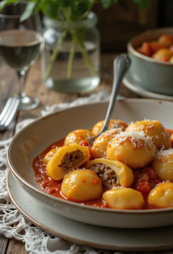 Et dolgulu gnocchi servisi