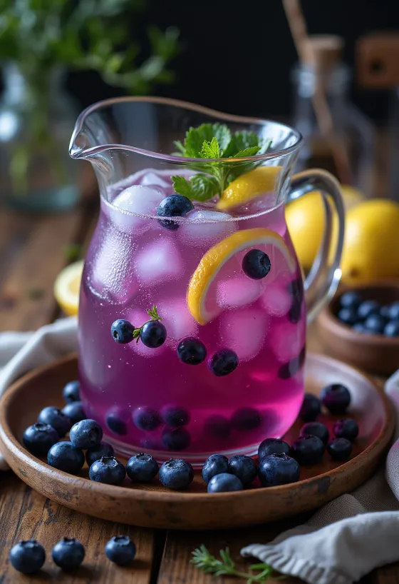 Bardakta servis edilen yaban mersinli limonata