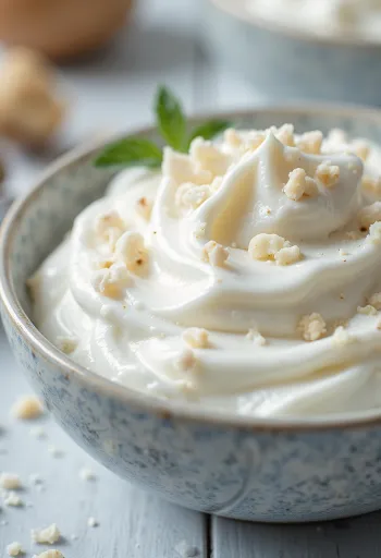 Servis edilmiş naneli kremalı yoğurt sosu