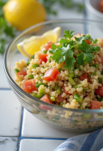 Bulgurlu Tabbouleh, taze sebzeler ve maydanoz ile