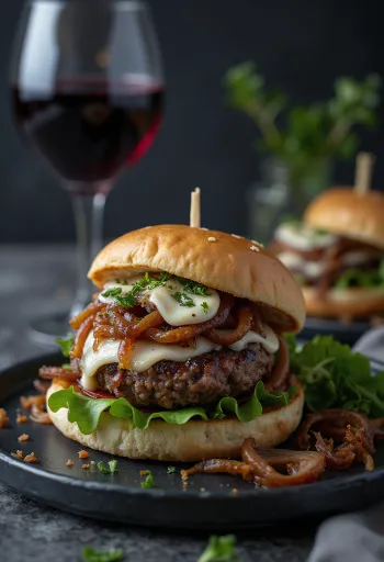 Kırmızı Şaraplı Burger sunumu