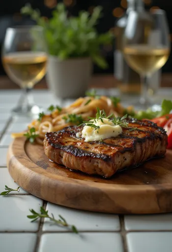 Közlenmiş sebzelerle servis edilen ızgara kanguru filetosu