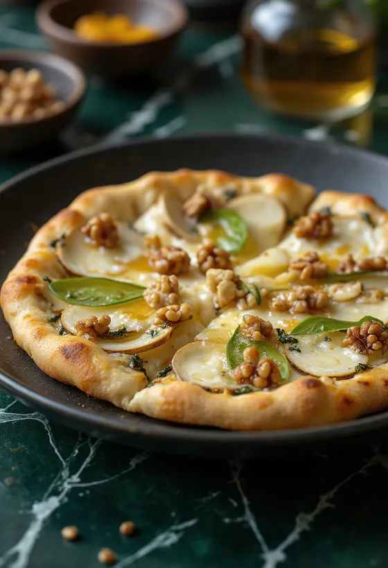 Mavi peynirli Belçika tarzı pizza