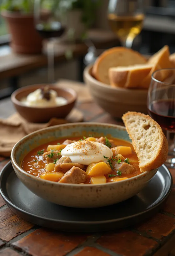 Sulu domuz eti ve ekşi lahana ile süzme yoğurt eşliğinde servis edilen geleneksel Székely lahanası