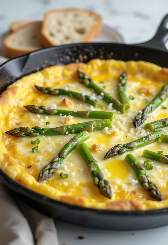 Kuşkonmazlı parmesanlı frittata, taze pişmiş