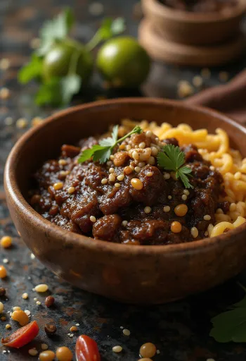 Tavuk ve pilav ile servis edilen Mole poblano