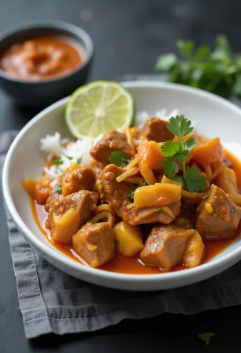 Servis edilmiş Dana Etli Thai Köri