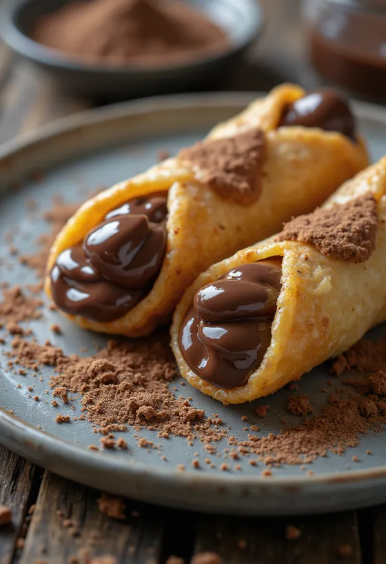 Servis edilmiş Nutellalı Cannoli