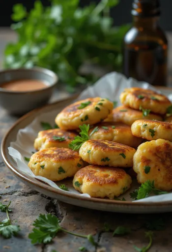 Taze kişnişle servis edilen Hamurda Okara