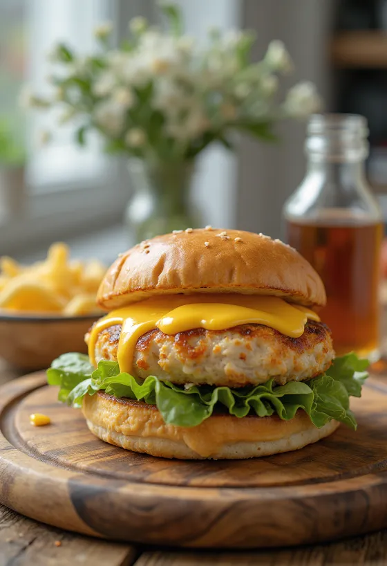 Izgara tavuklu Ranch soslu tavuk burger