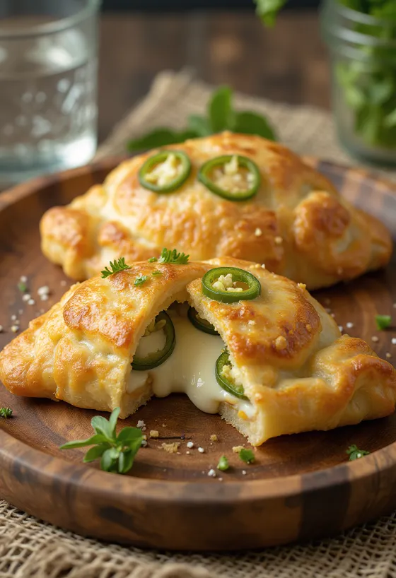 Taze pişmiş jalapeno biberli calzone