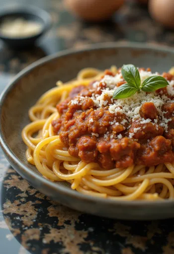 Domatesli et soslu klasik İtalyan makarnası Spagetti Bolonez