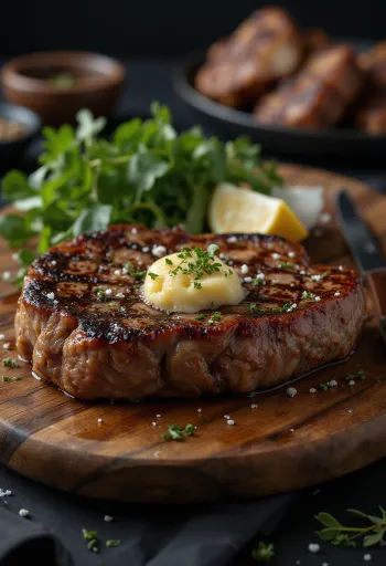 Altın sarısı kızarmış T-bone steak
