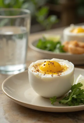 Misket limonu suyu ile servis edilen kişnişli Balut yumurtası