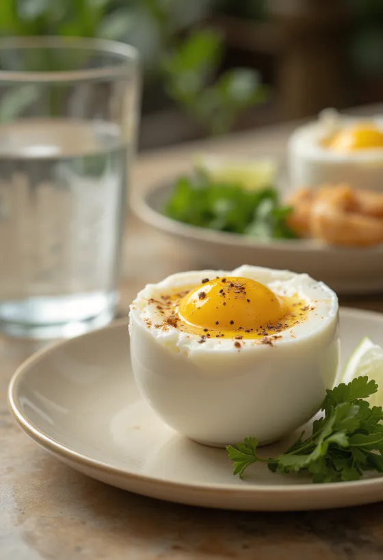 Misket limonu suyu ile servis edilen kişnişli Balut yumurtası
