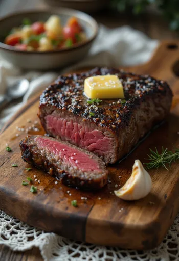 Limon dilimleri ve sebzelerle servis edilen Kudu biftek