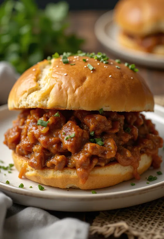 Zeytinyağlı Sloppy Joe sandviçi, zengin kıymalı dolgusuyla
