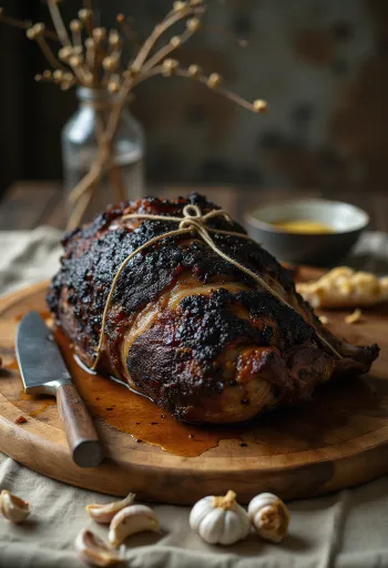 Yeşillikler ve kızarmış sebzelerle şişte pişmiş yaban domuzu