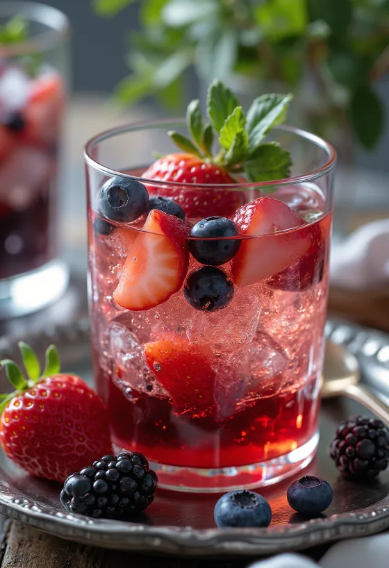 Taze servis edilmiş orman meyveli cider