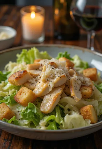 Çıtır kruton ve parmesan peyniri ile klasik Sezar salatası