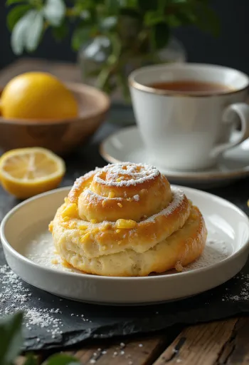 Tabakta sunulan limonlu çörek