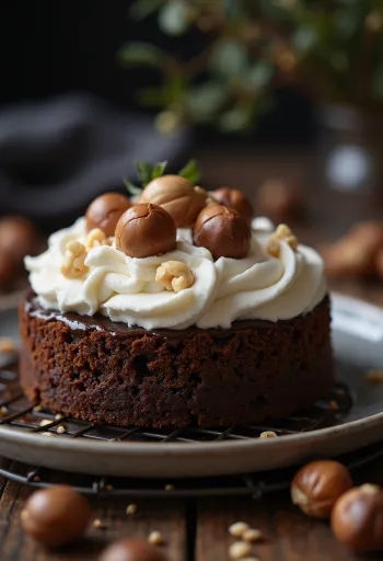 Servis edilmiş çikolatalı fındıklı pasta