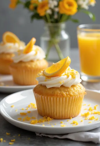 Servis edilmiş portakallı cupcake