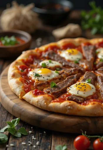 Bulgogi sığır etli Kore pizzası servis edilirken