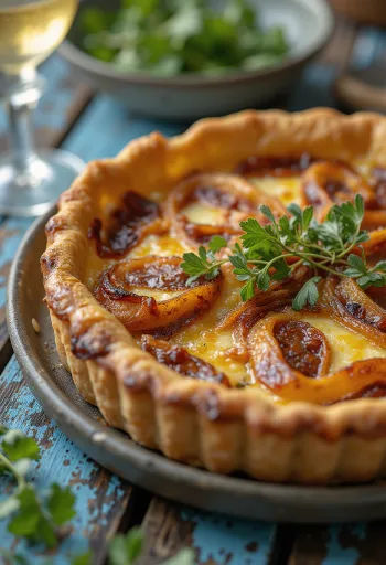Quiche aux Oignons servis edilmiş
