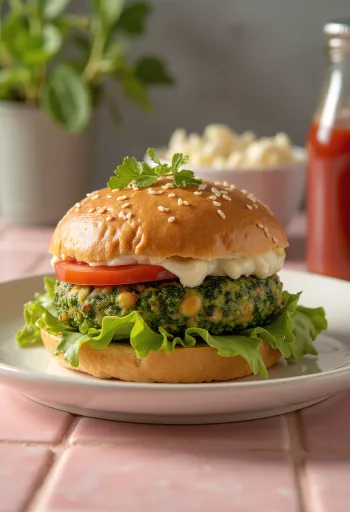 Taze sebzelerle ıspanaklı burger