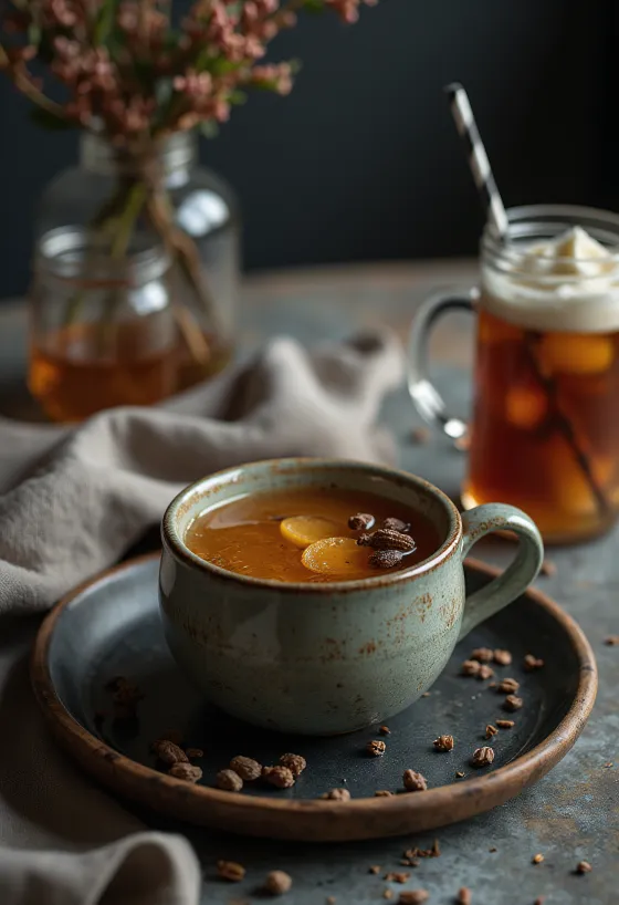 Bardakta sunulan ardıçlı cider