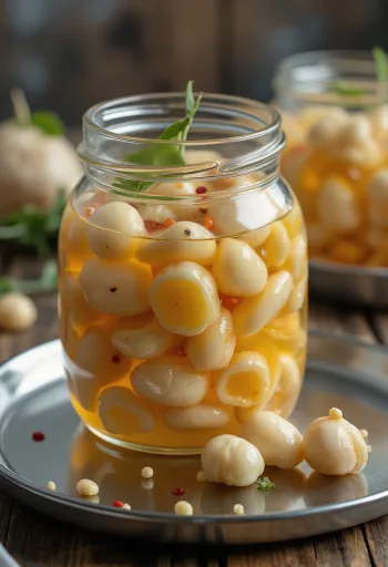 Servis edilmiş acılı su kestanesi turşusu