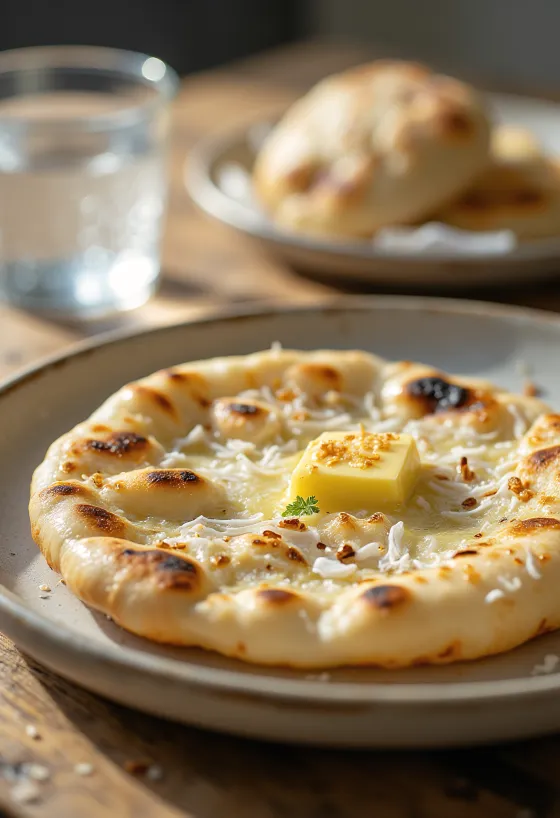 Servis edilmiş Hindistan cevizli naan ekmeği